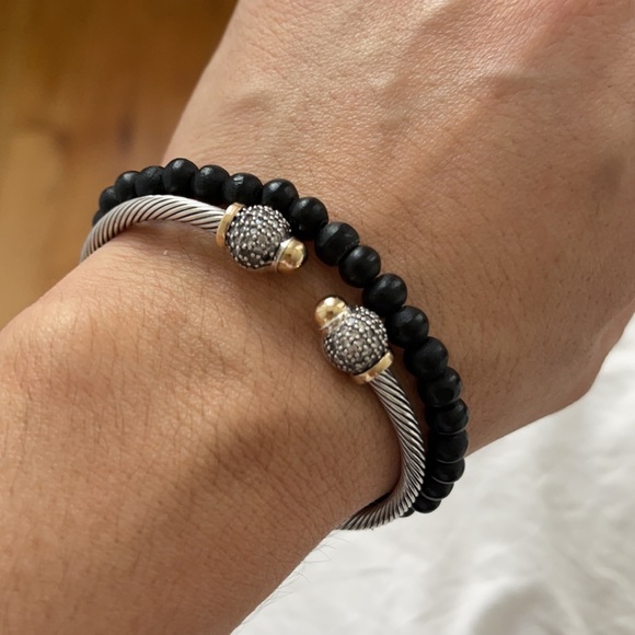 14 k Gold & Sterling Silver Cable Cuff Bracelet and ring set. - Picture 4 of 7